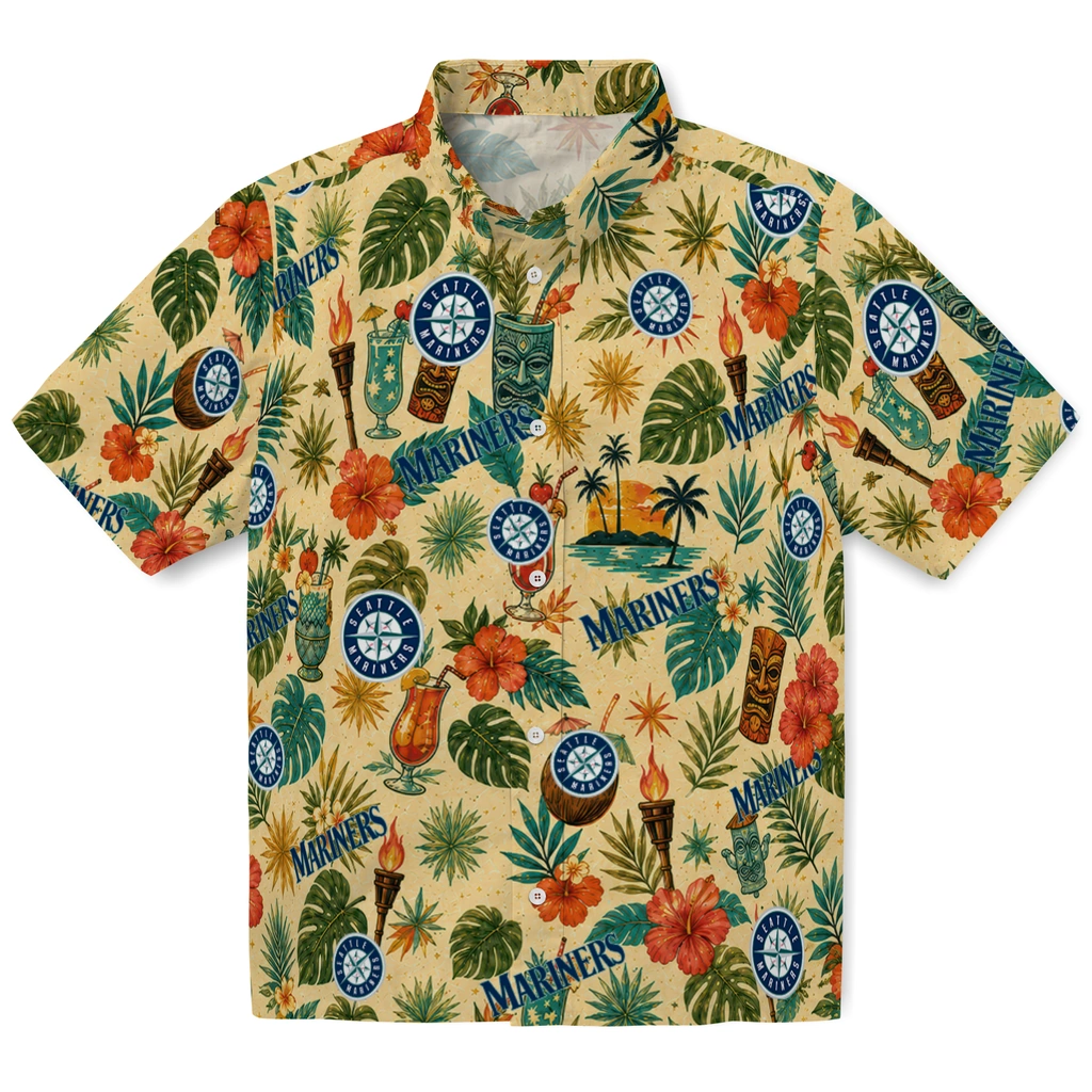 Seattle Mariners Hawaiian Shirt - Personalized Cream