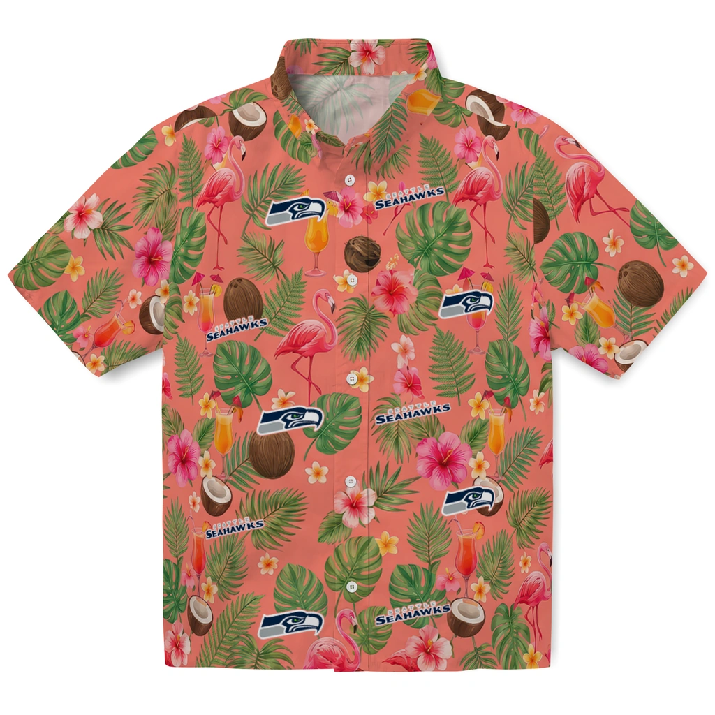 Seattle Seahawks Hawaiian Shirt - Custom Coral Pink