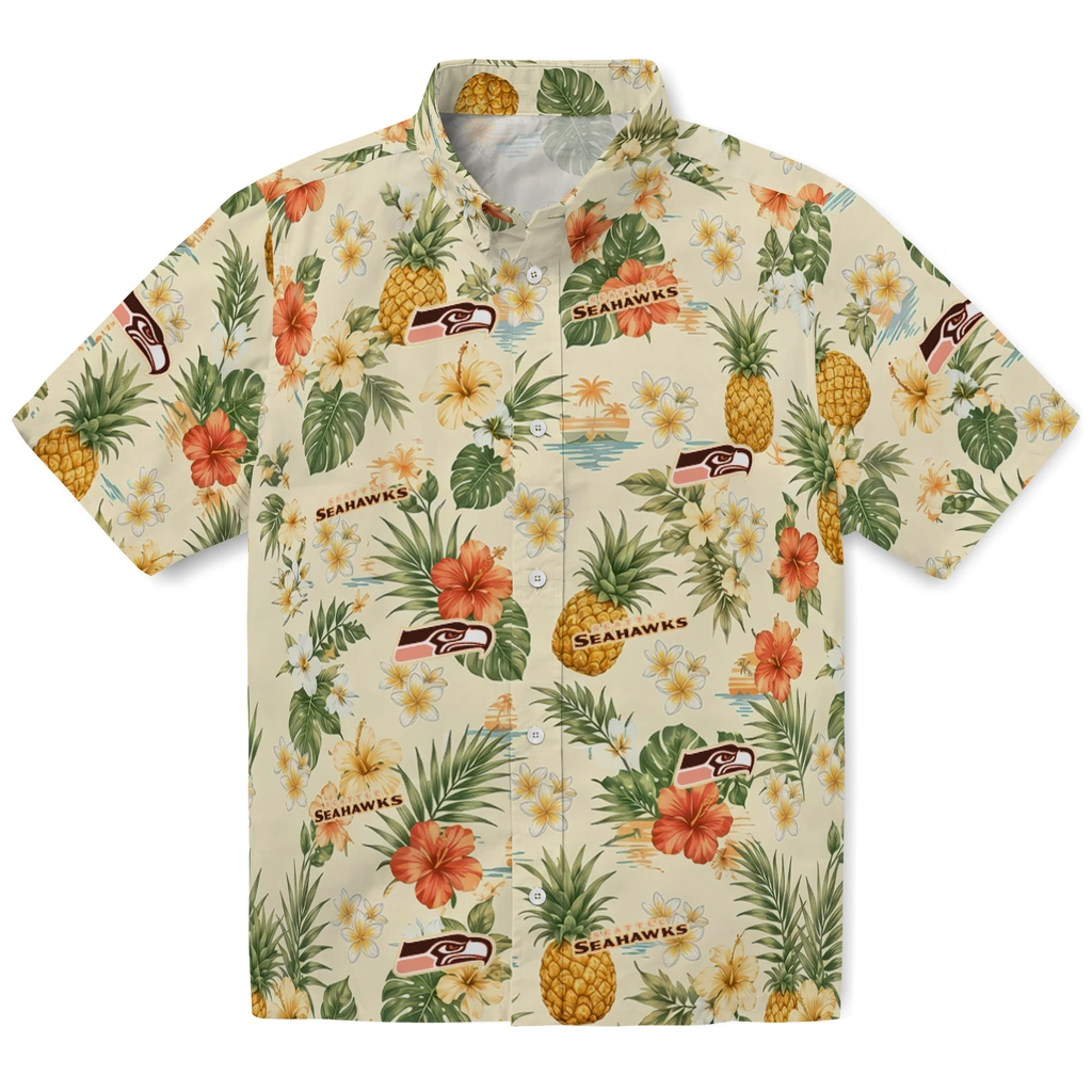 Seattle Seahawks Hawaiian Shirt - Customized Cream