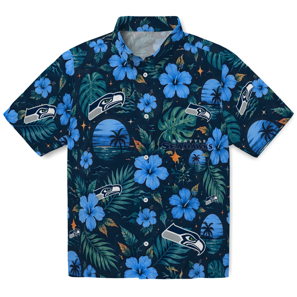 Seattle Seahawks Hawaiian Shirt - Personalized Blue