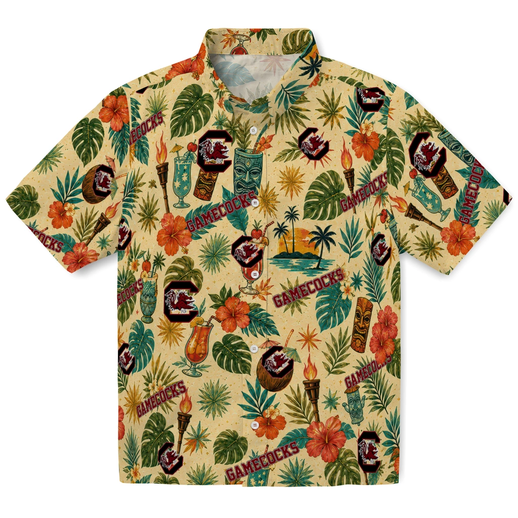 South Carolina Gamecocks Hawaiian Shirt - Customized Cream