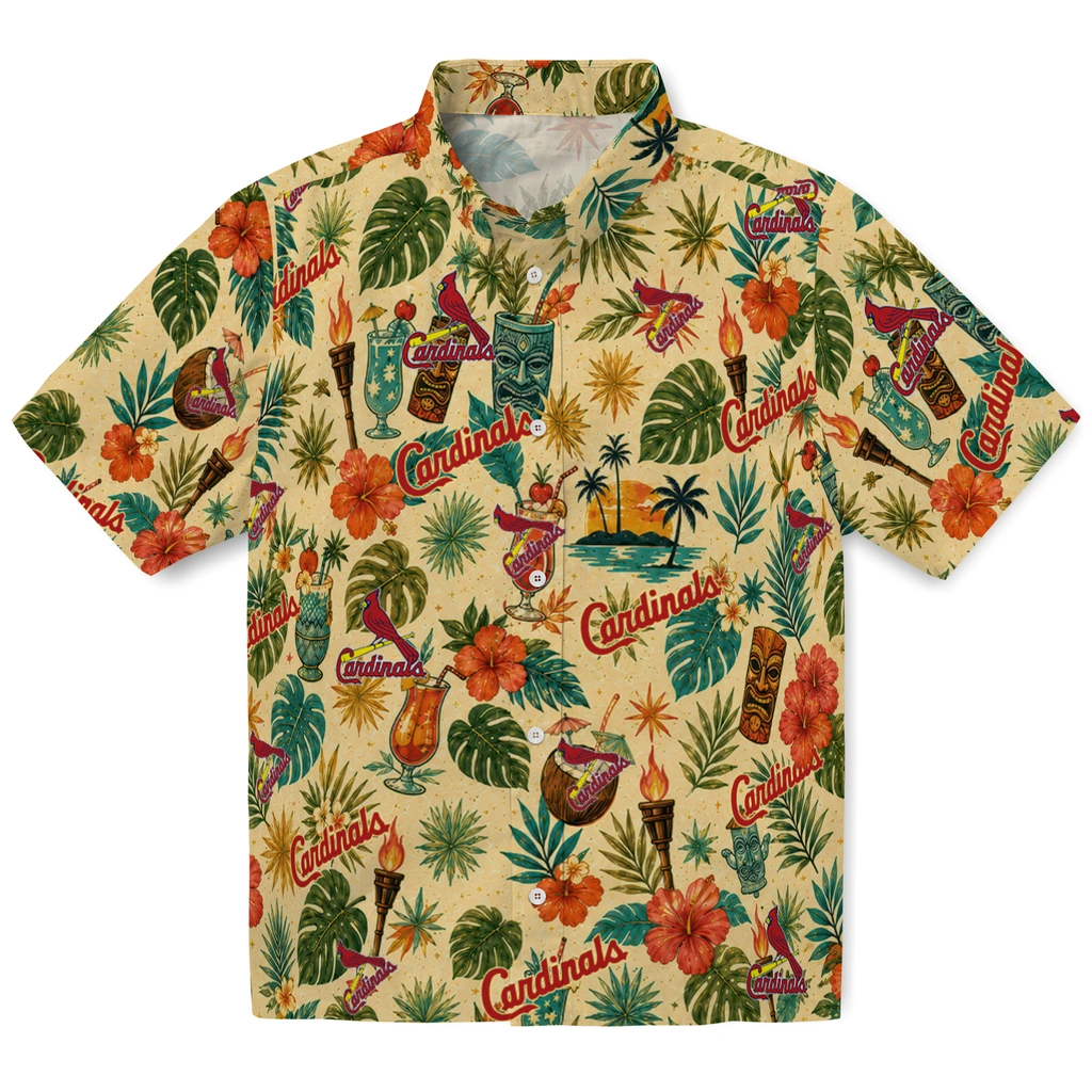 St. Louis Cardinals Hawaiian Shirt - Custom Cream
