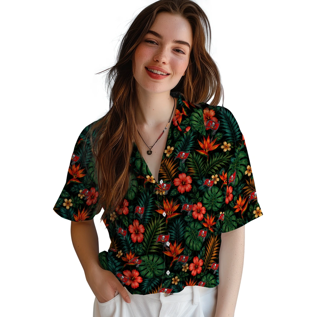 Tampa Bay Buccaneers Hawaiian Shirt - Custom Dark Green Tampa Bay Buccaneers Hawaiian Shirt - Custom Dark Green