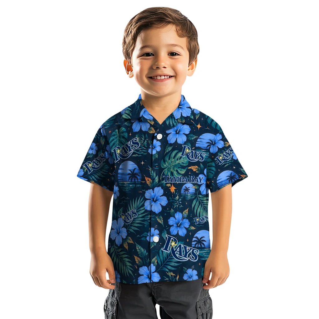 Tampa Bay Rays Hawaiian Shirt - Custom Navy Blue Tampa Bay Rays Hawaiian Shirt - Custom Navy Blue