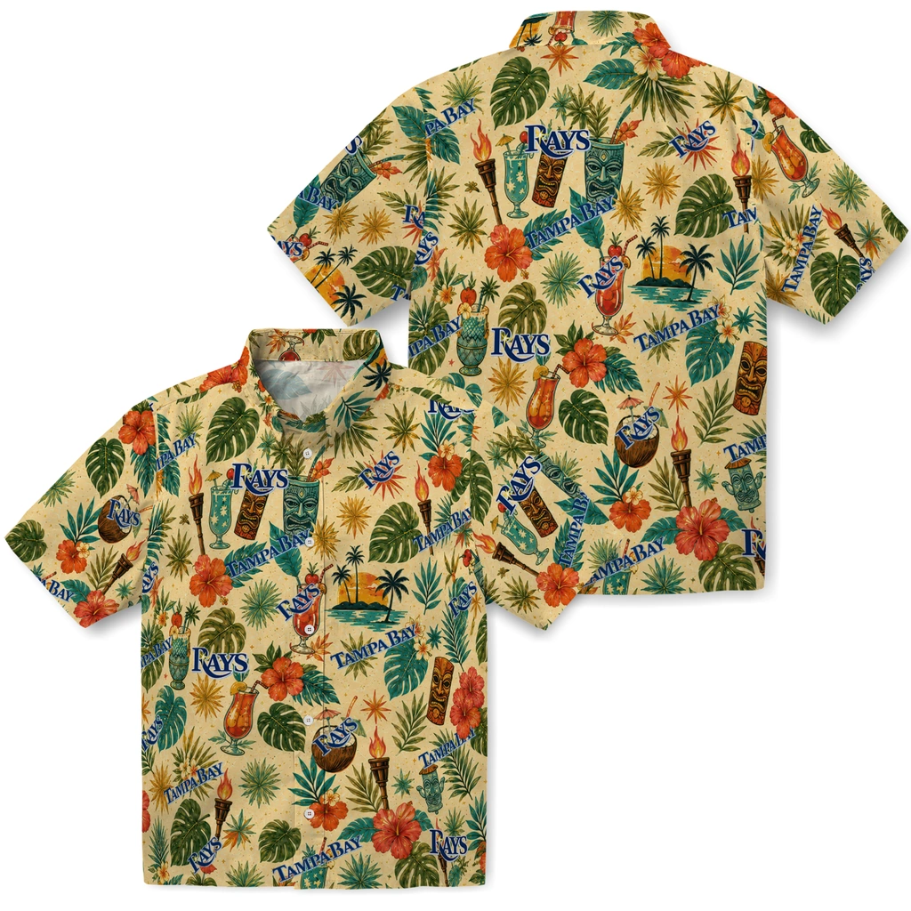 Tampa Bay Rays Hawaiian Shirt - Customized Cream Tampa Bay Rays Hawaiian Shirt - Customized Cream