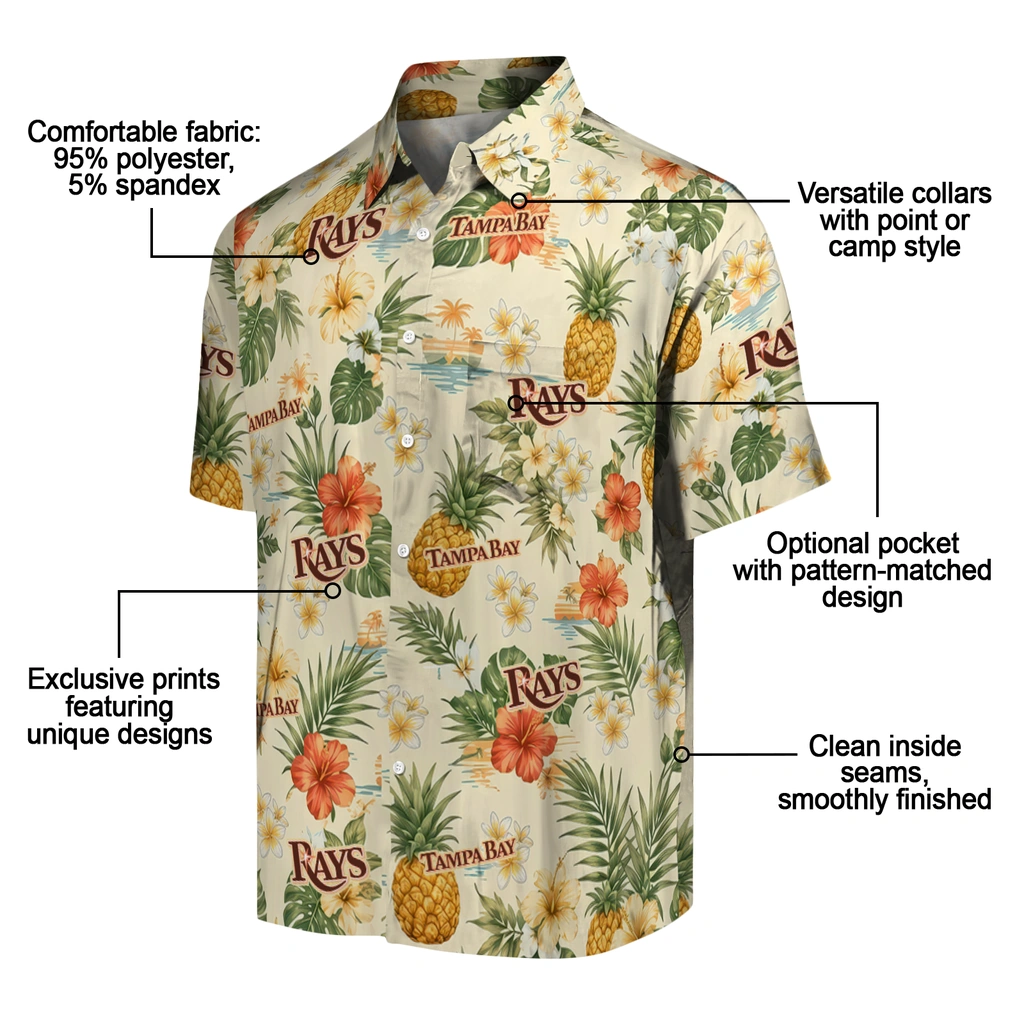 Tampa Bay Rays Hawaiian Shirt - Personalized Cream Tampa Bay Rays Hawaiian Shirt - Personalized Cream