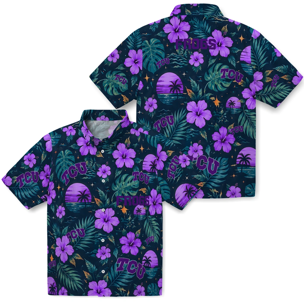TCU Horned Frogs Hawaiian Shirt - Customized Purple Blue TCU Horned Frogs Hawaiian Shirt - Customized Purple Blue