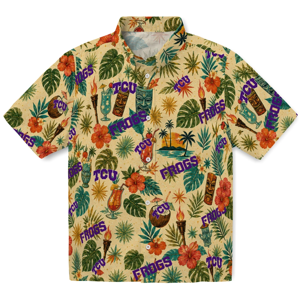 TCU Horned Frogs Hawaiian Shirt - Personalized Cream