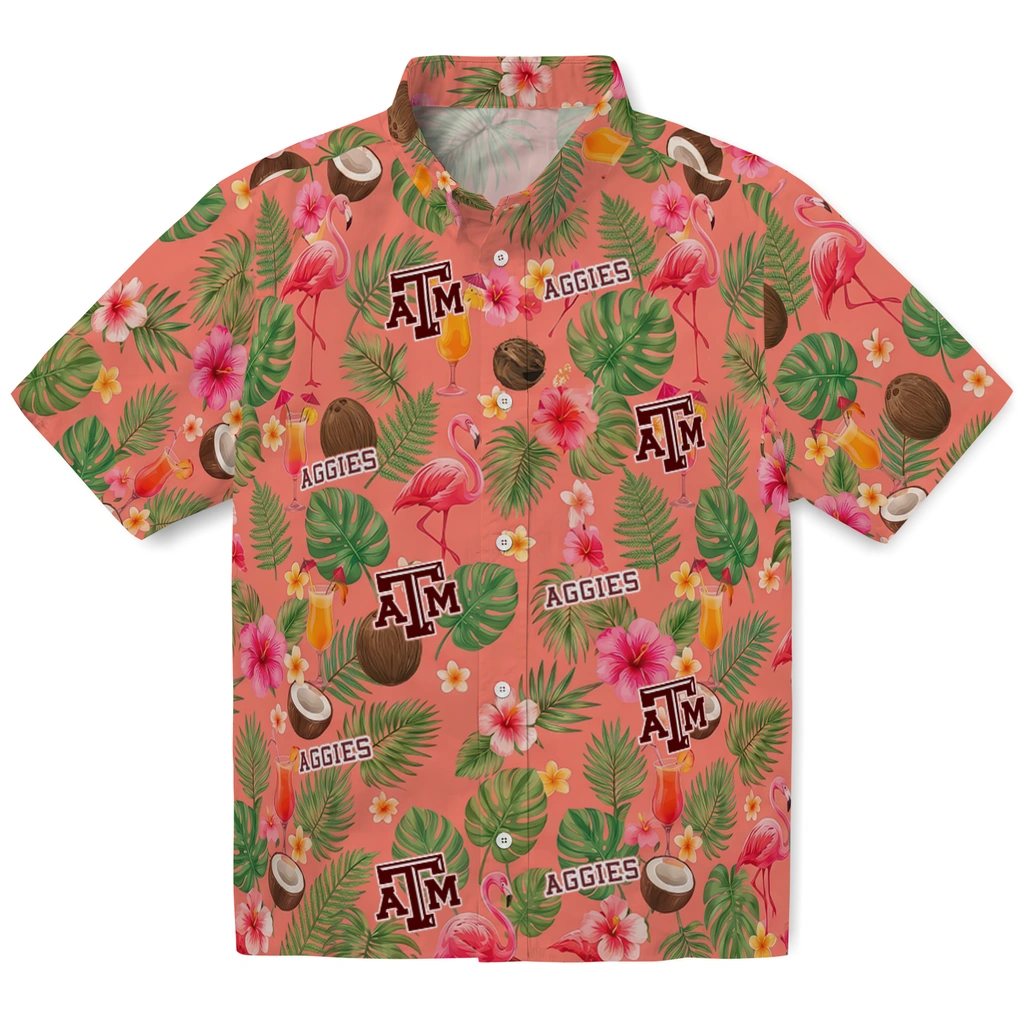 Texas A&M Aggies Hawaiian Shirt - Customized Coral Pink