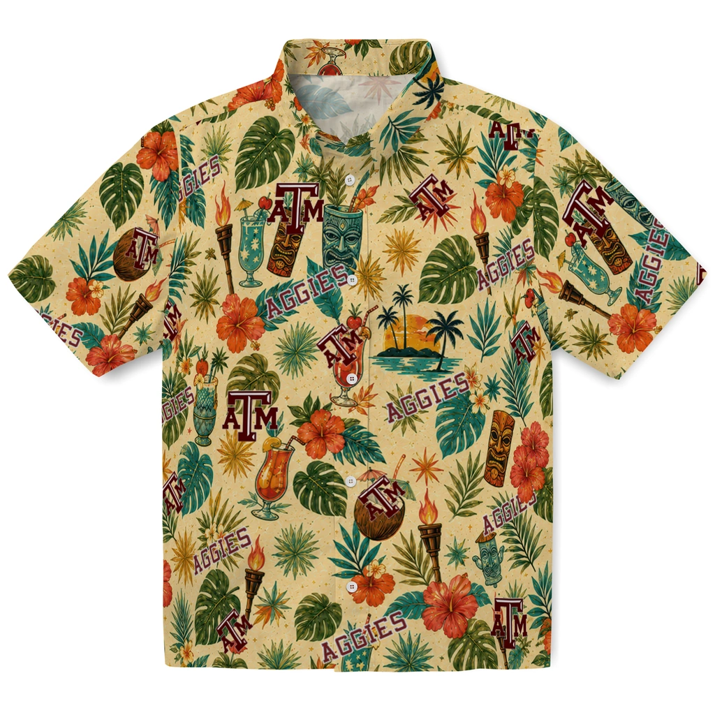Texas A&M Aggies Hawaiian Shirt - Customized Cream
