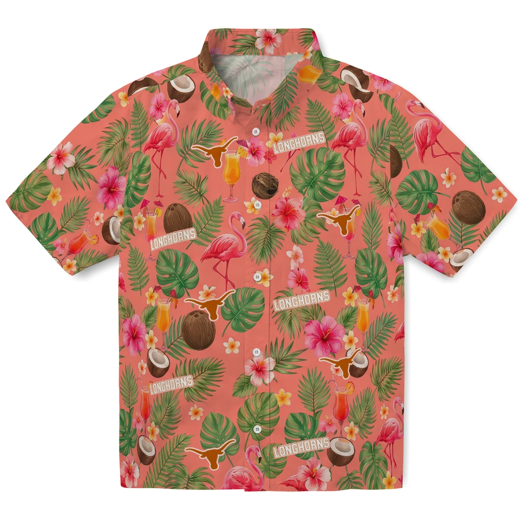 Texas Longhorns Hawaiian Shirt - Custom Coral Pink