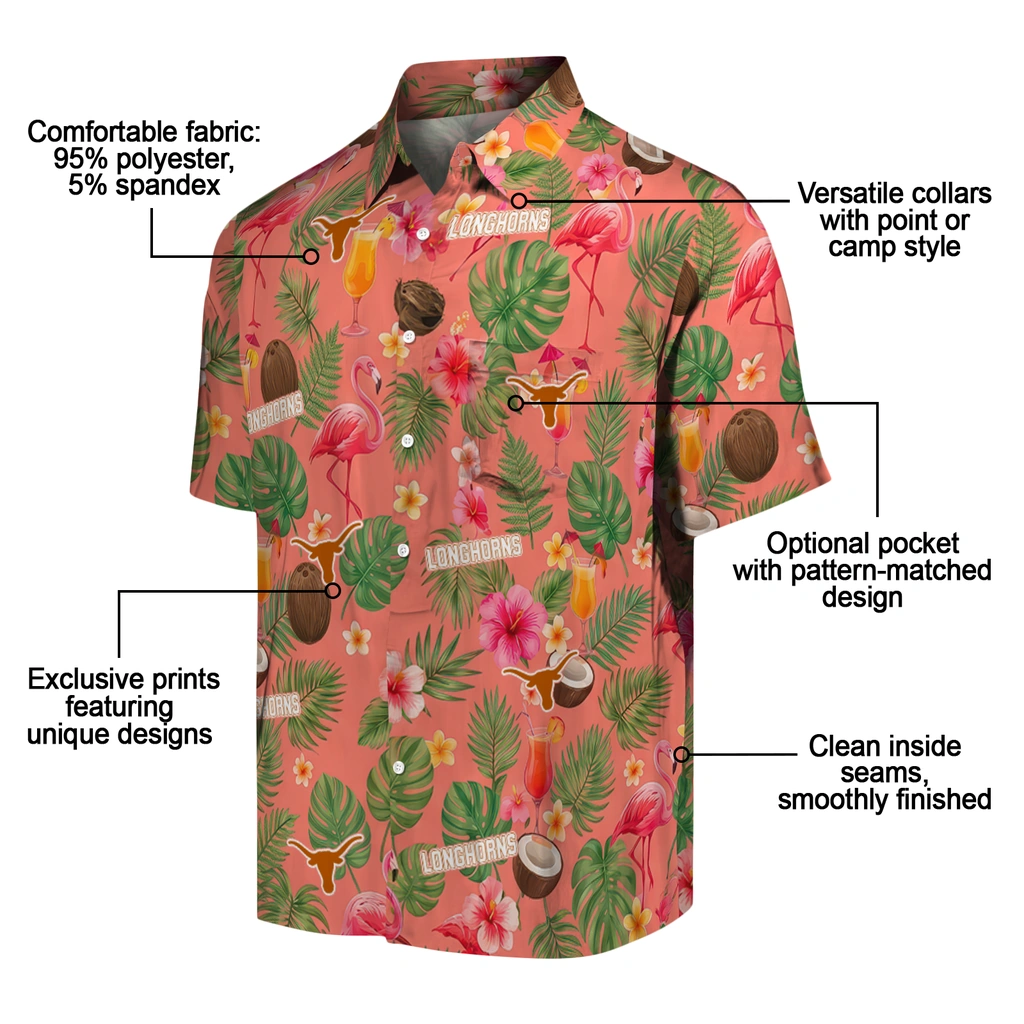 Texas Longhorns Hawaiian Shirt - Custom Coral Pink Texas Longhorns Hawaiian Shirt - Custom Coral Pink