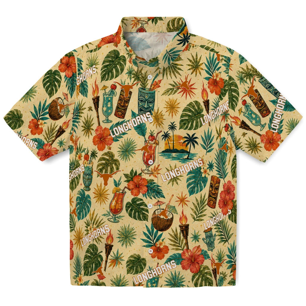 Texas Longhorns Hawaiian Shirt - Custom Cream