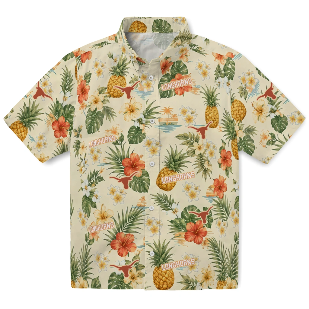 Texas Longhorns Hawaiian Shirt - Customized Cream