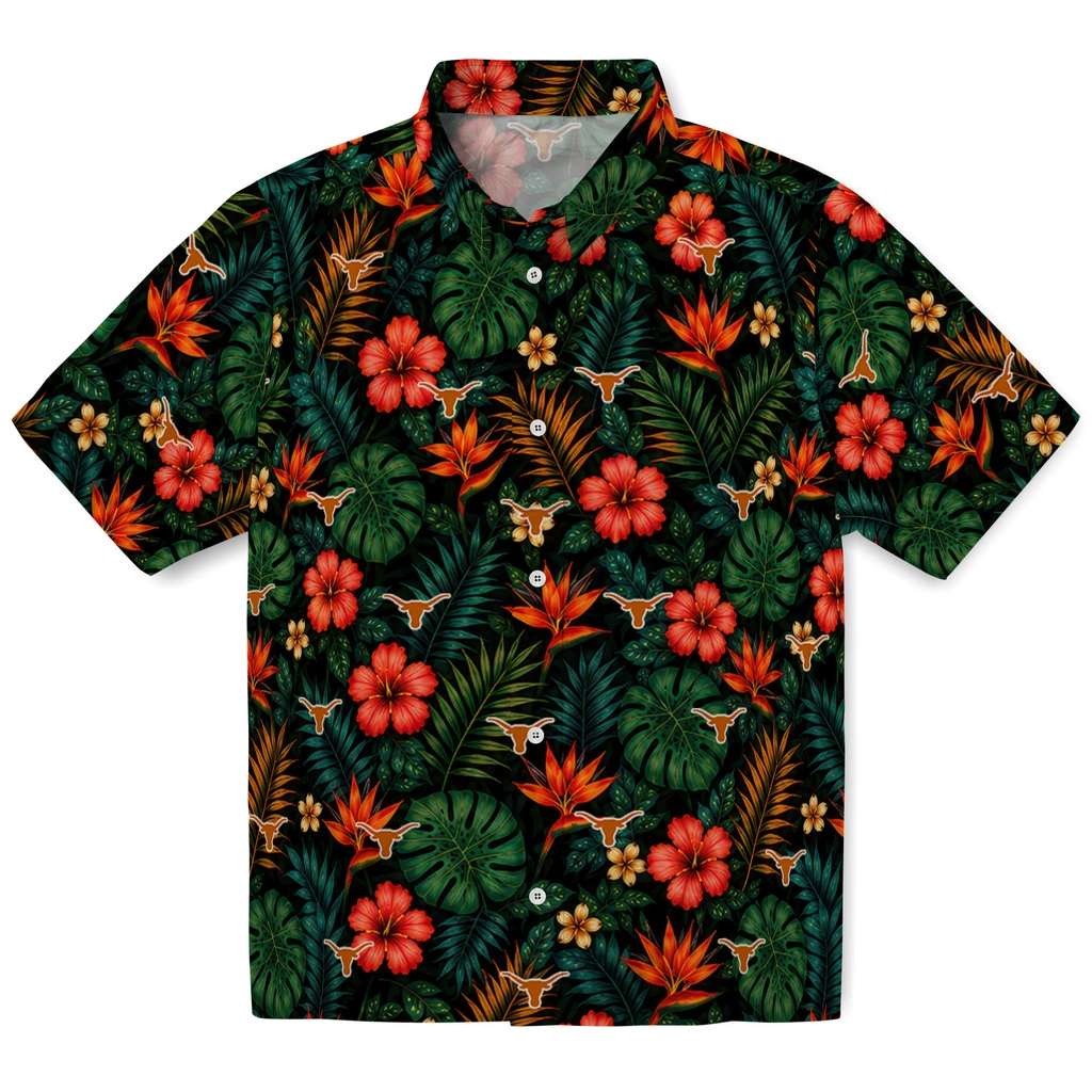 Texas Longhorns Hawaiian Shirt - Personalized Dark Green