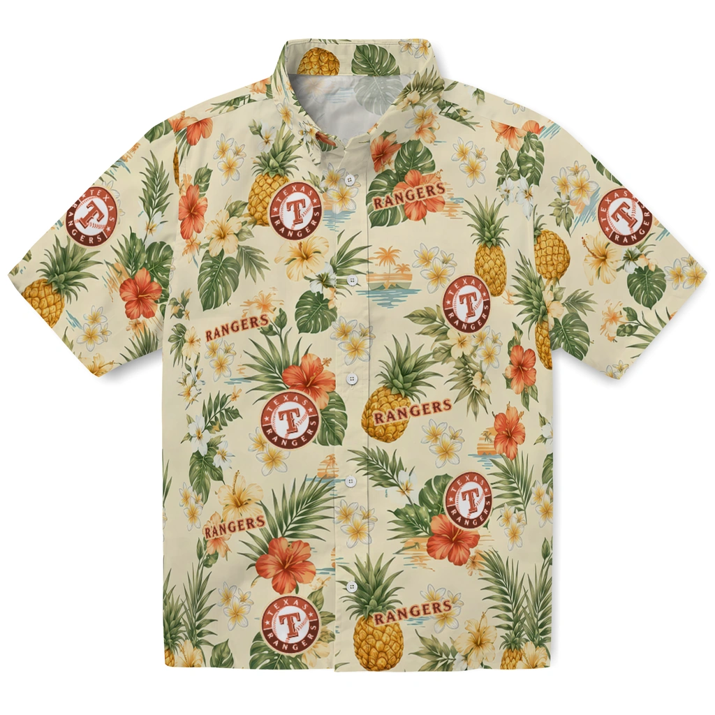 Texas Rangers Hawaiian Shirt - Custom Cream