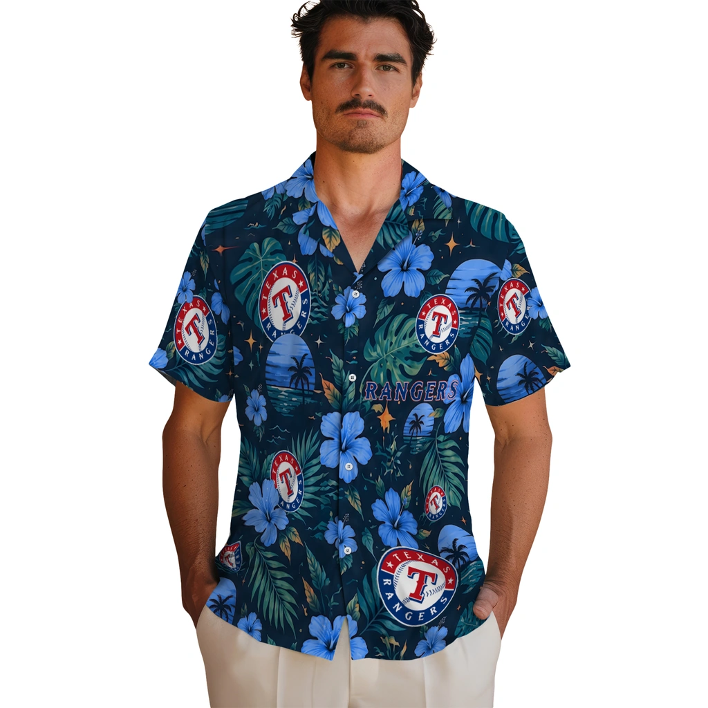 Texas Rangers Hawaiian Shirt - Customized Blue Texas Rangers Hawaiian Shirt - Customized Blue