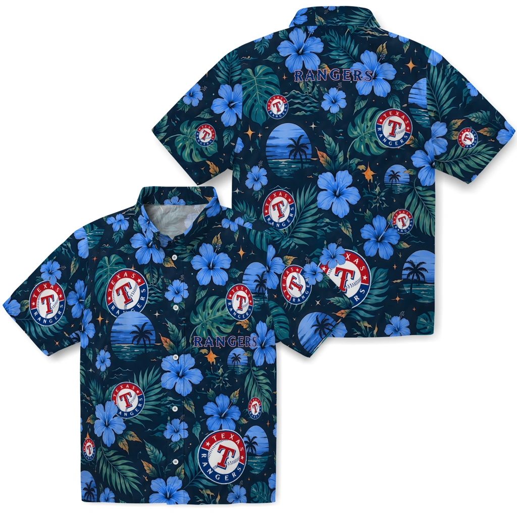 Texas Rangers Hawaiian Shirt - Customized Blue Texas Rangers Hawaiian Shirt - Customized Blue