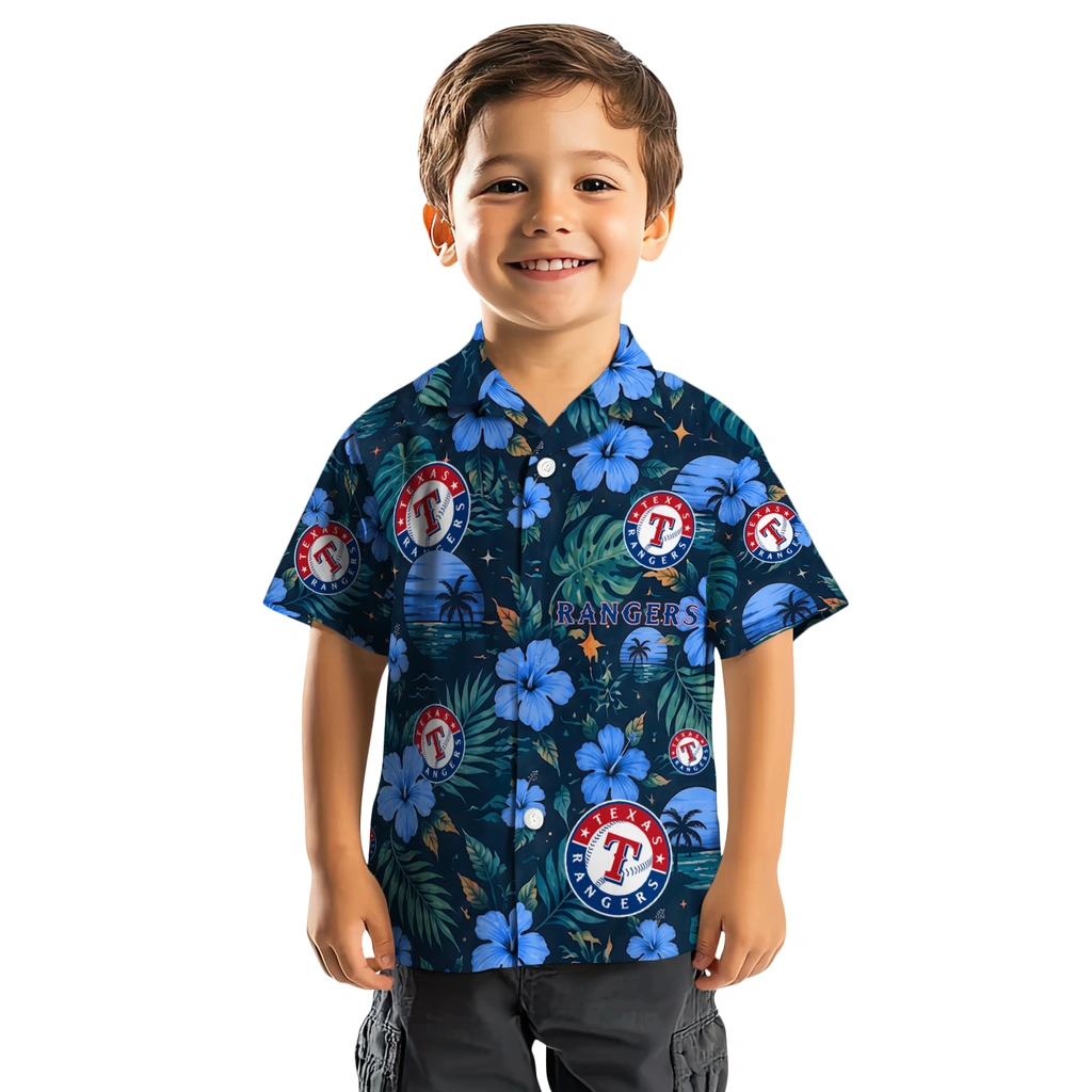 Texas Rangers Hawaiian Shirt - Customized Blue Texas Rangers Hawaiian Shirt - Customized Blue