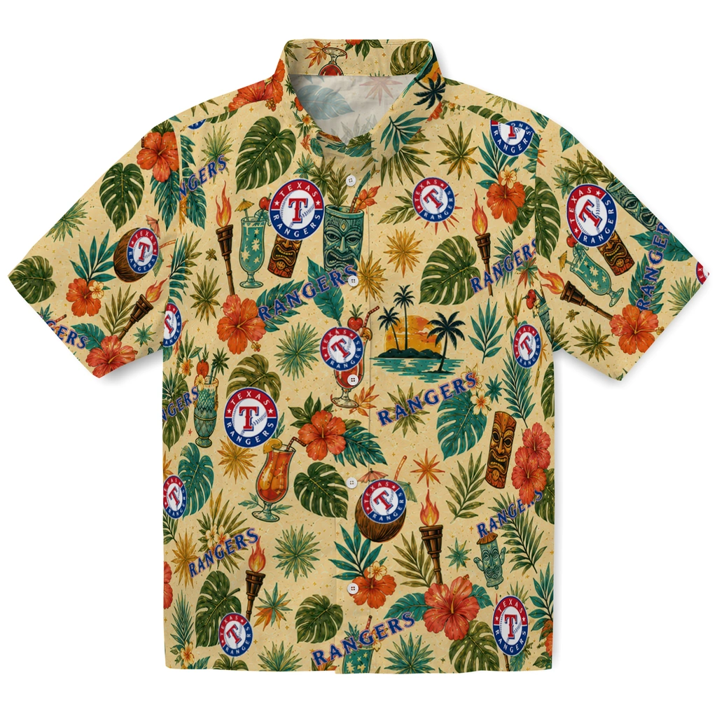 Texas Rangers Hawaiian Shirt - Personalized Cream