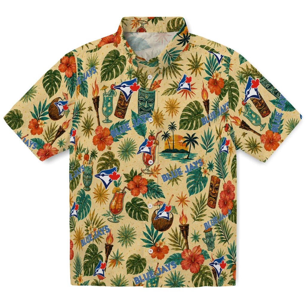 Toronto Blue Jays Hawaiian Shirt - Custom Cream