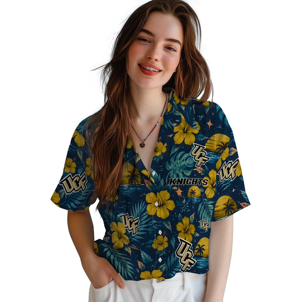UCF Knights Hawaiian Shirt - Custom Gold Blue UCF Knights Hawaiian Shirt - Custom Gold Blue