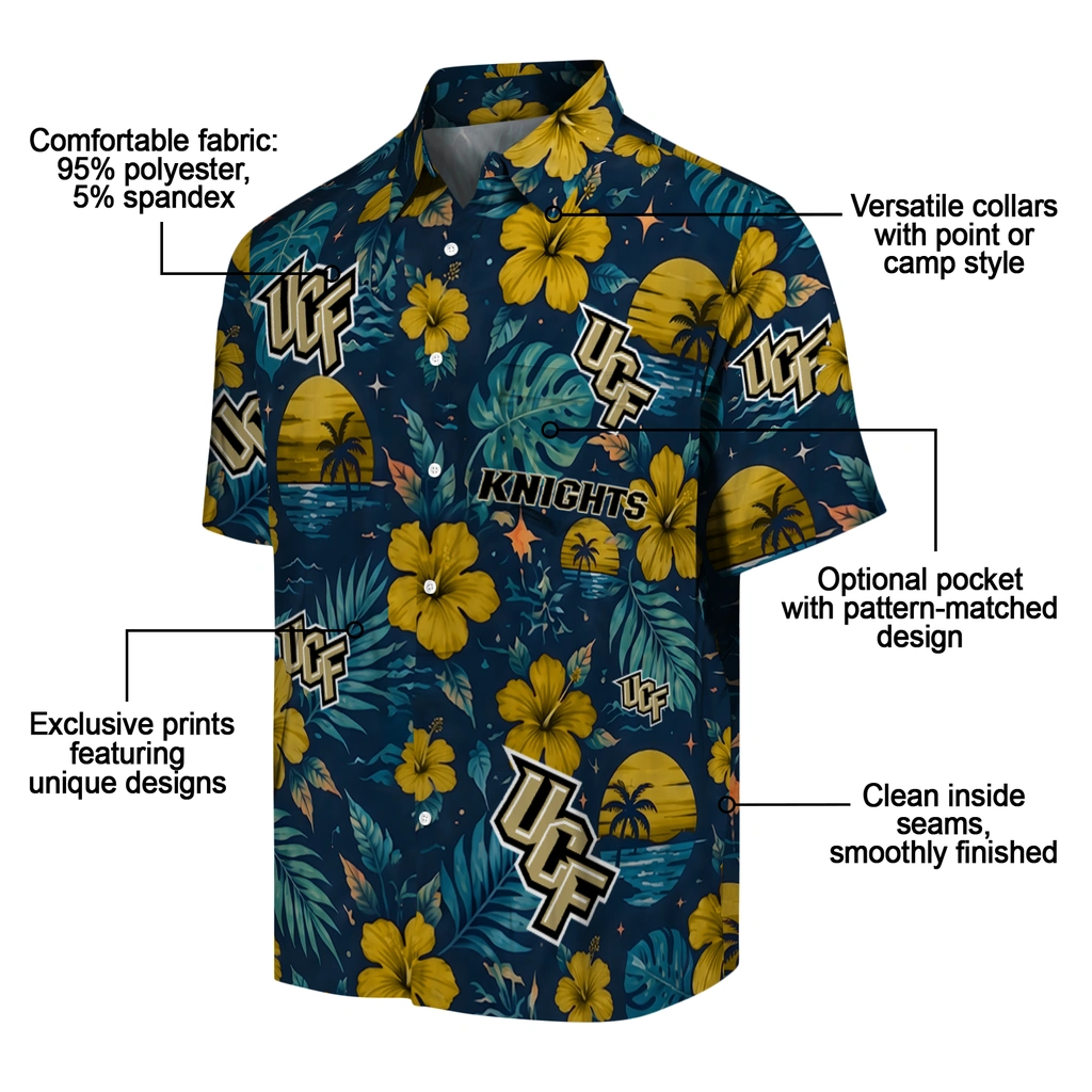 UCF Knights Hawaiian Shirt - Custom Gold Blue UCF Knights Hawaiian Shirt - Custom Gold Blue