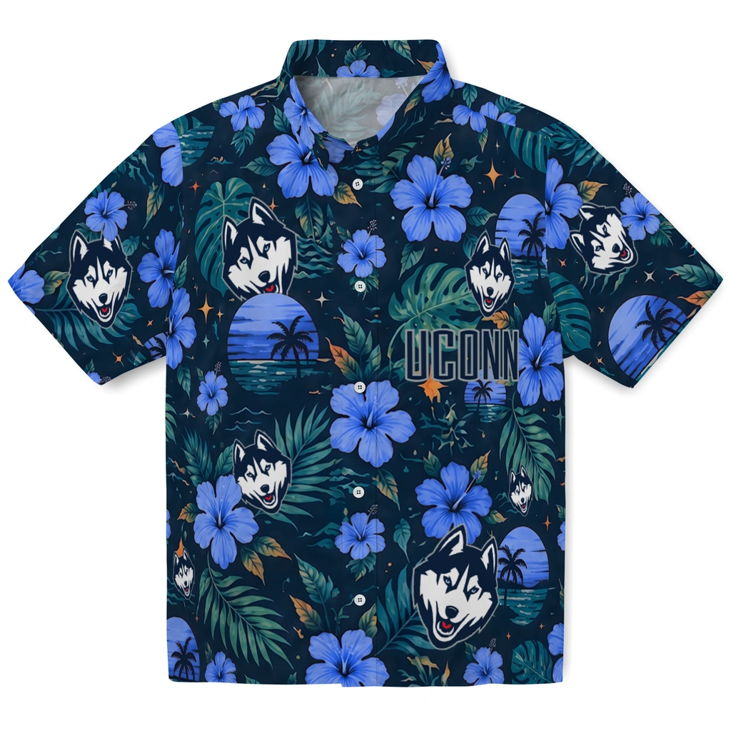 UConn Huskies Hawaiian Shirt - Custom Blue