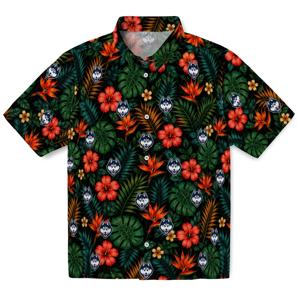 UConn Huskies Hawaiian Shirt - Custom Dark Green