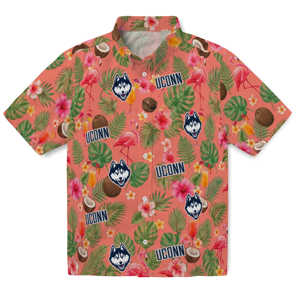 UConn Huskies Hawaiian Shirt - Customized Coral Pink