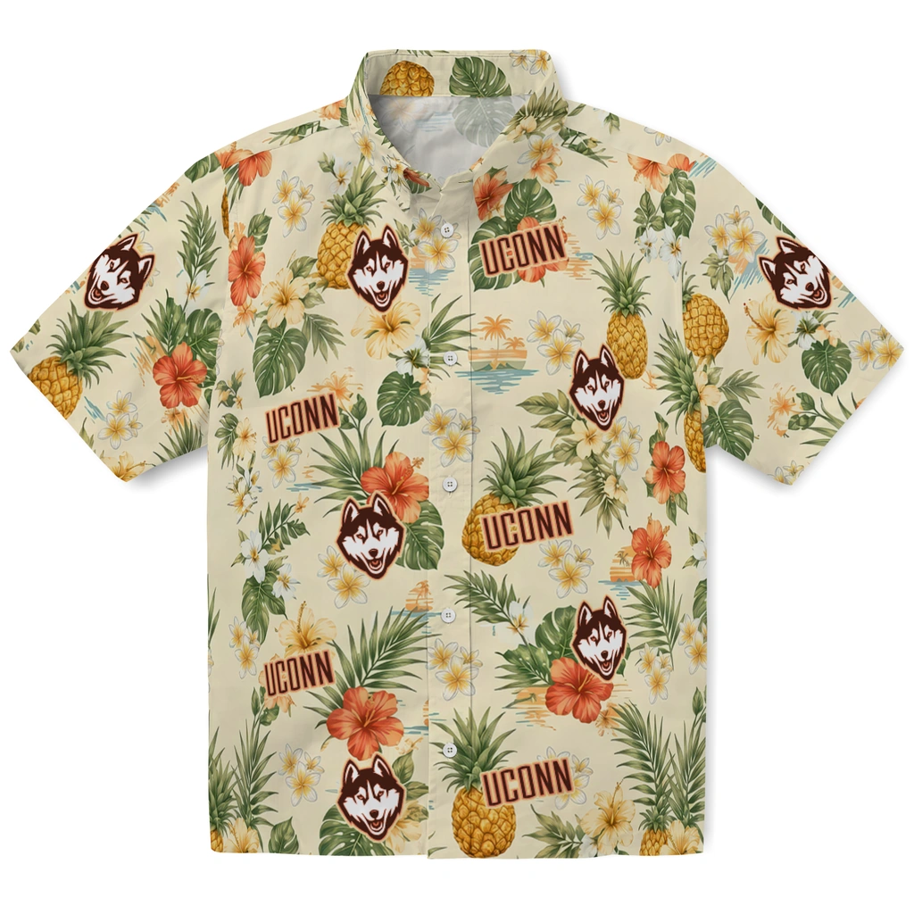 UConn Huskies Hawaiian Shirt - Personalized Cream