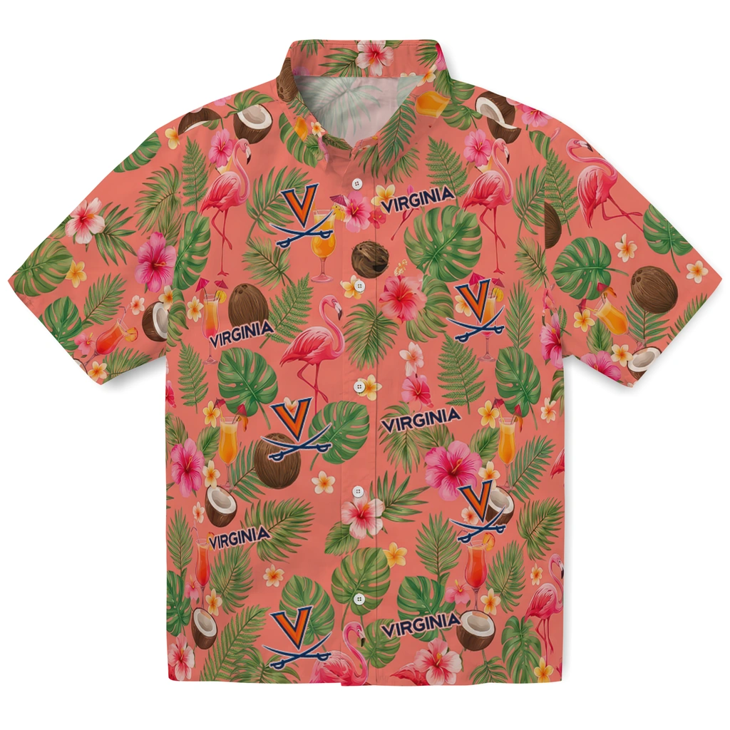 Virginia Cavaliers Hawaiian Shirt - Custom Coral Pink