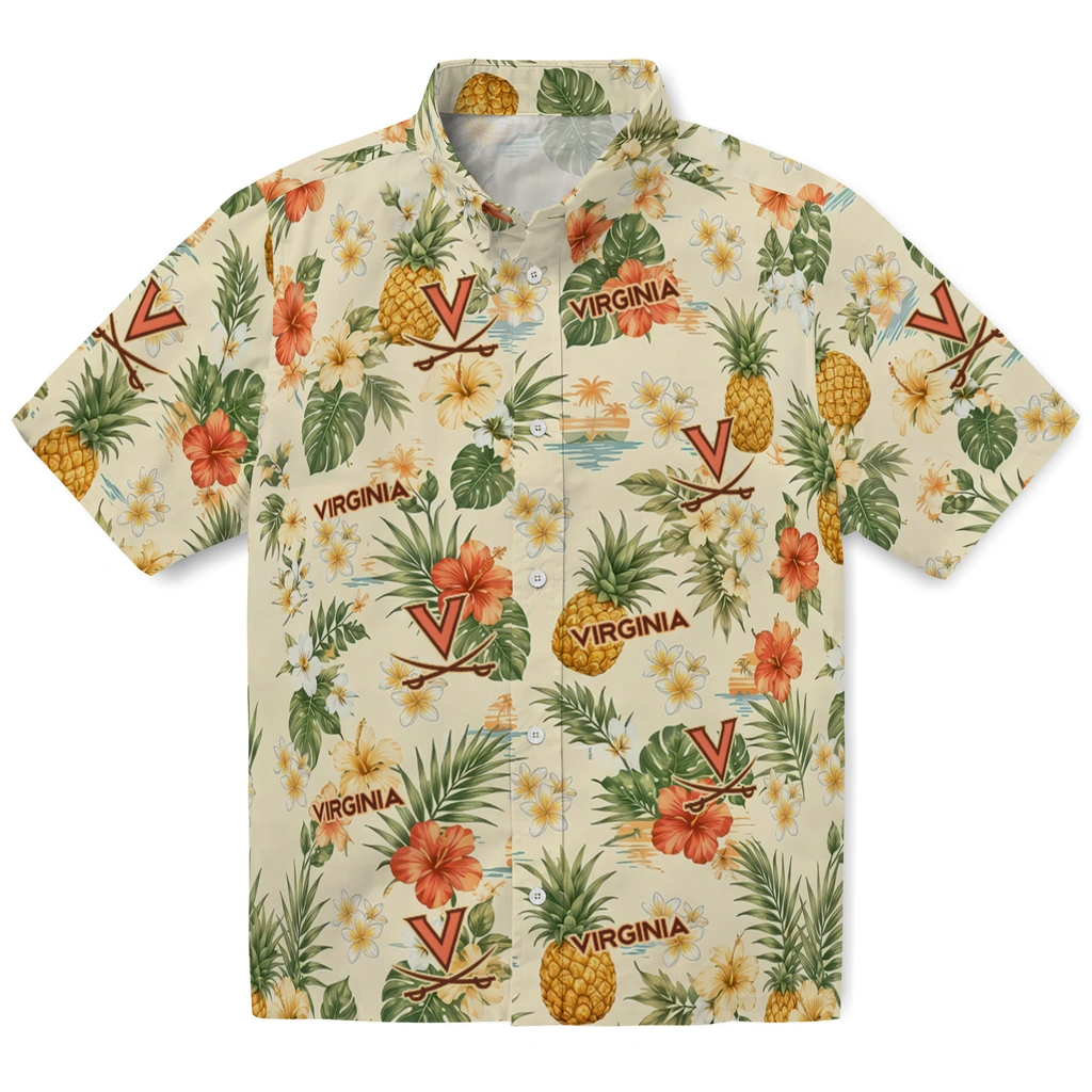 Virginia Cavaliers Hawaiian Shirt - Customized Cream