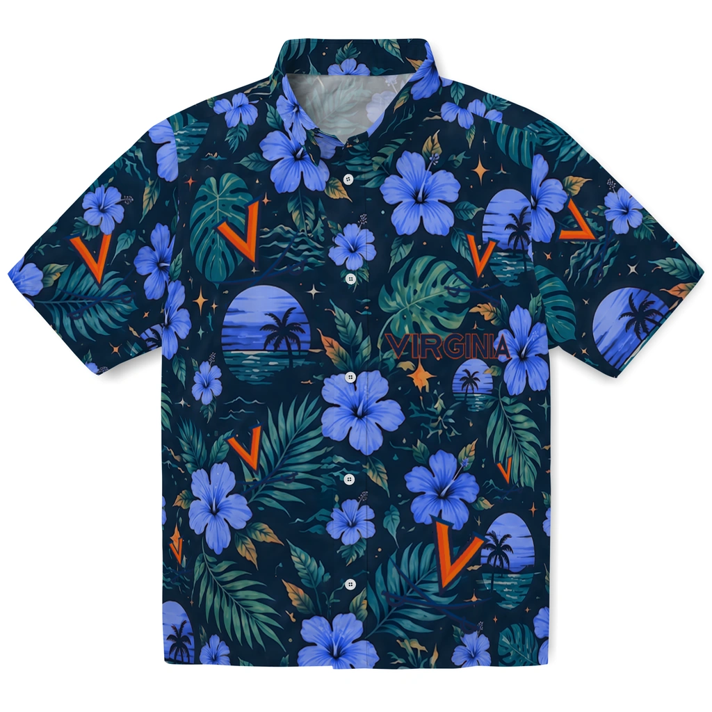 Virginia Cavaliers Hawaiian Shirt - Personalized Blue