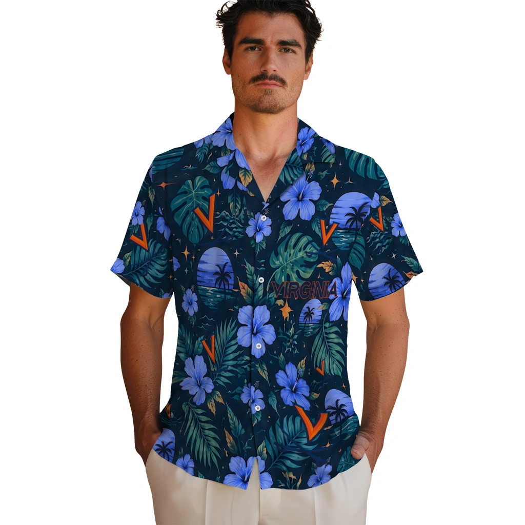 Virginia Cavaliers Hawaiian Shirt - Personalized Blue Virginia Cavaliers Hawaiian Shirt - Personalized Blue