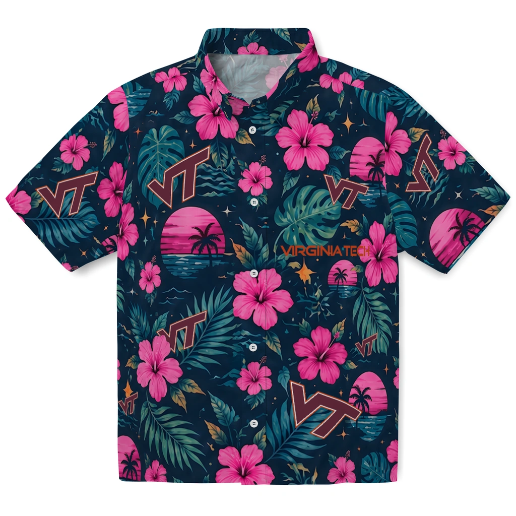 Virginia Tech Hokies Hawaiian Shirt - Customized Maroon Blue