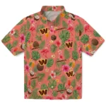 Washington Commanders Hawaiian Shirt - Custom Coral Pink 1 Washington Commanders Hawaiian Shirt – Custom Coral Pink
