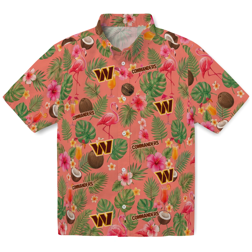 Washington Commanders Hawaiian Shirt - Custom Coral Pink