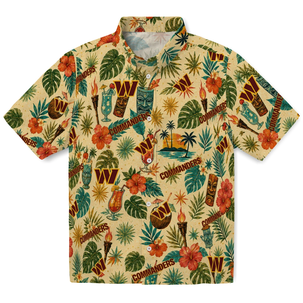 Washington Commanders Hawaiian Shirt - Custom Cream