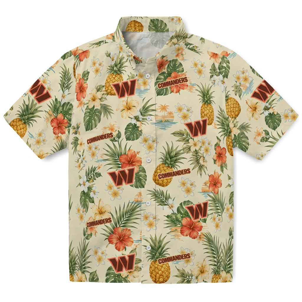 Washington Commanders Hawaiian Shirt - Customized Cream