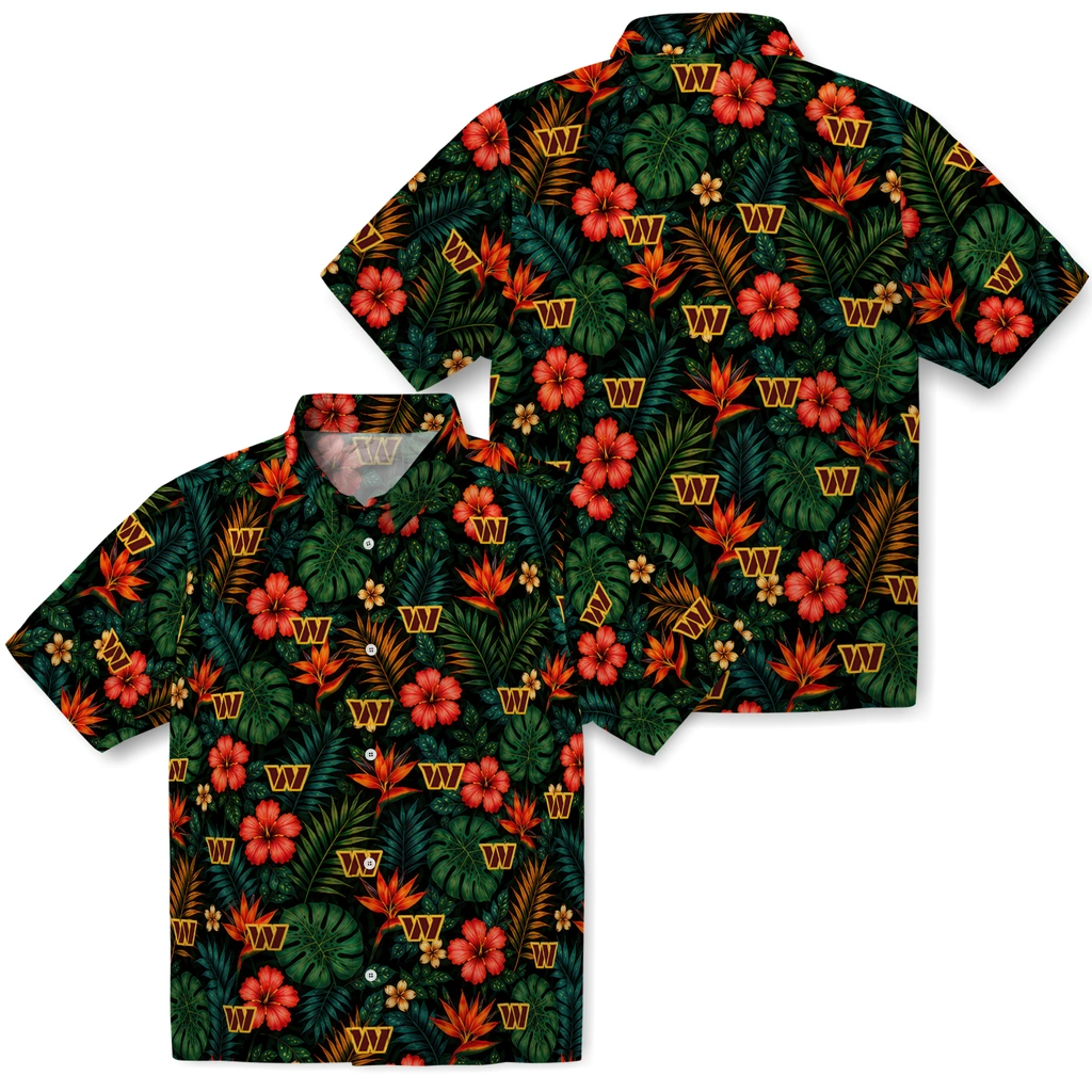 Washington Commanders Hawaiian Shirt - Personalized Dark Green Washington Commanders Hawaiian Shirt - Personalized Dark Green