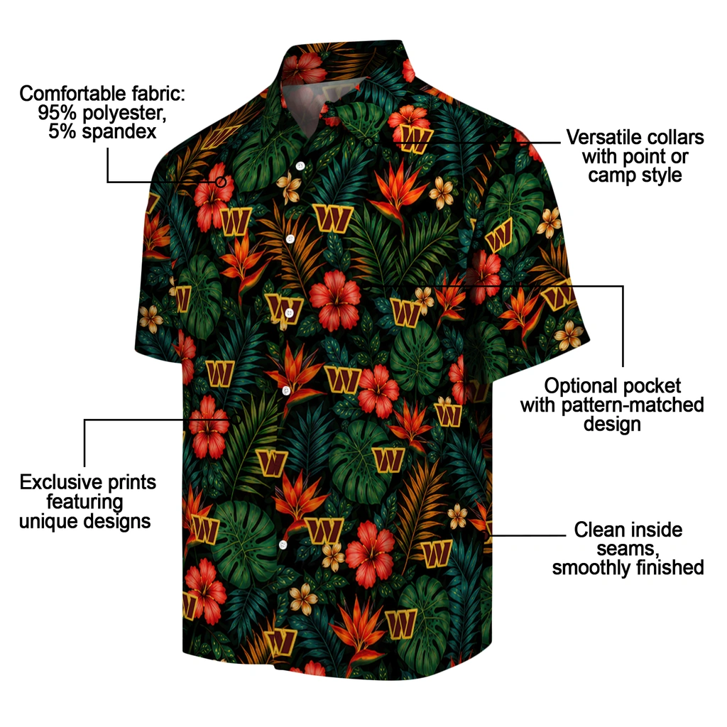 Washington Commanders Hawaiian Shirt - Personalized Dark Green Washington Commanders Hawaiian Shirt - Personalized Dark Green