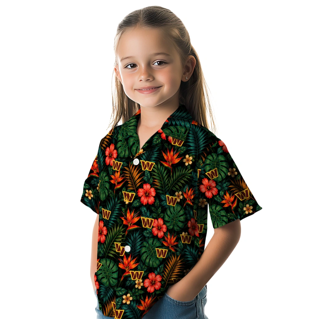 Washington Commanders Hawaiian Shirt - Personalized Dark Green Washington Commanders Hawaiian Shirt - Personalized Dark Green