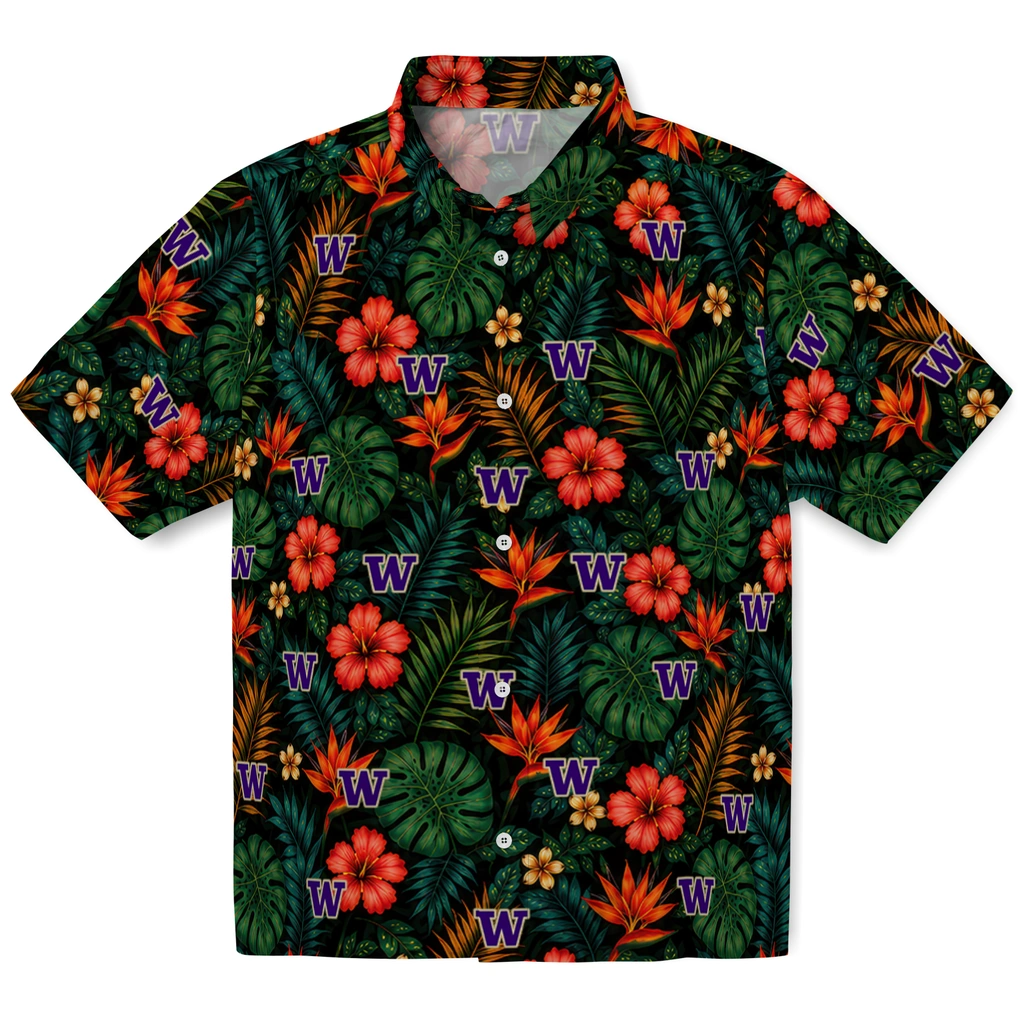 Washington Huskies Hawaiian Shirt - Personalized Dark Green