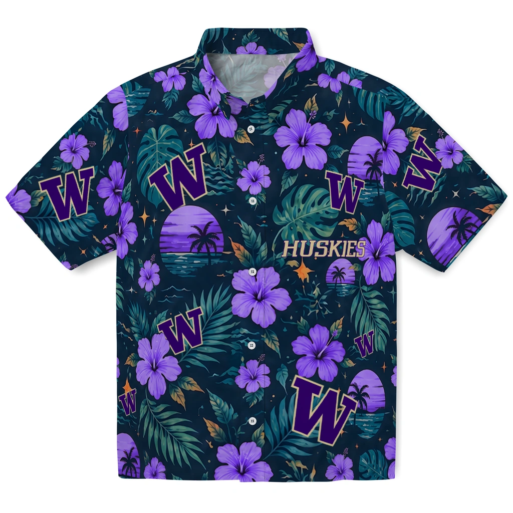 Washington Huskies Hawaiian Shirt - Personalized Purple Blue