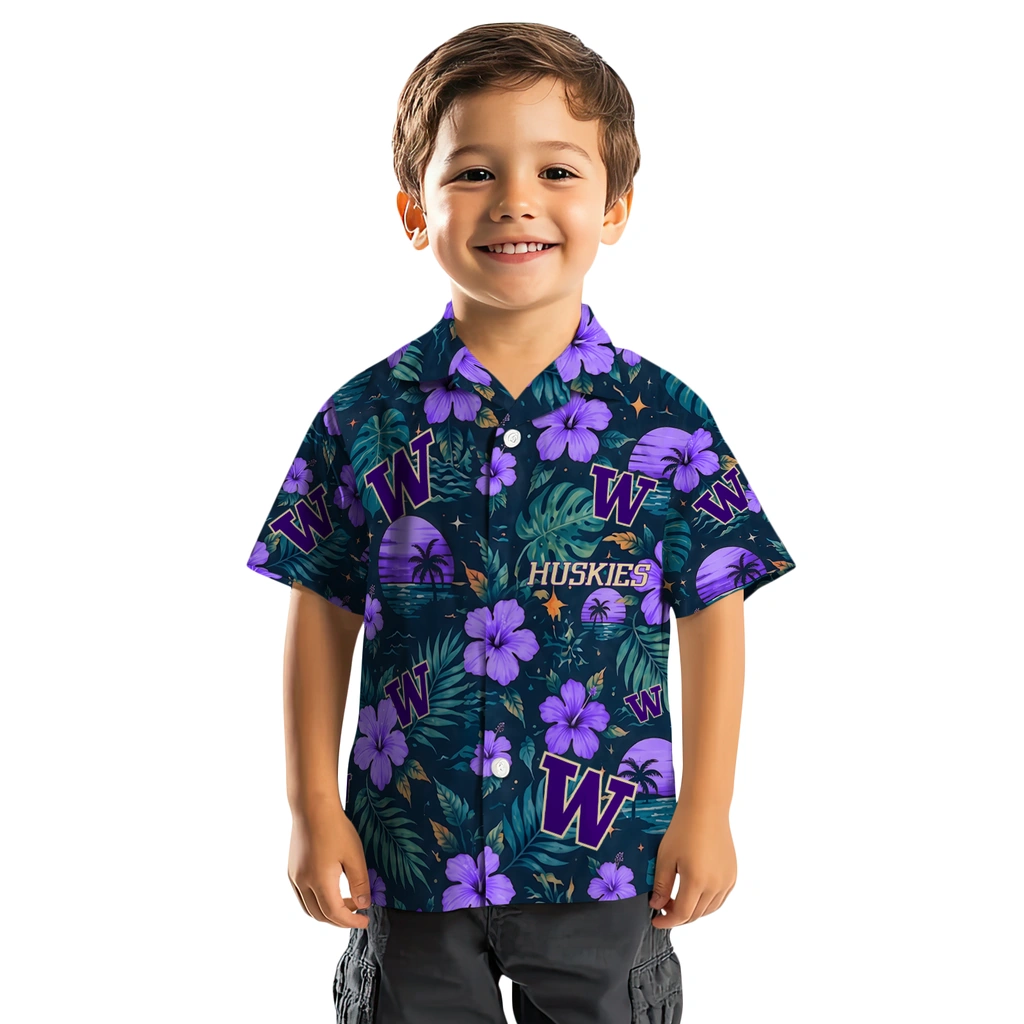 Washington Huskies Hawaiian Shirt - Personalized Purple Blue Washington Huskies Hawaiian Shirt - Personalized Purple Blue