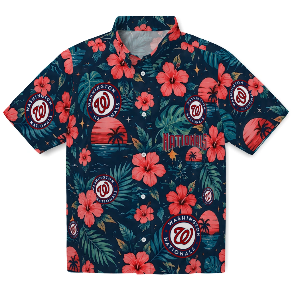 Washington Nationals Hawaiian Shirt - Custom Red Blue
