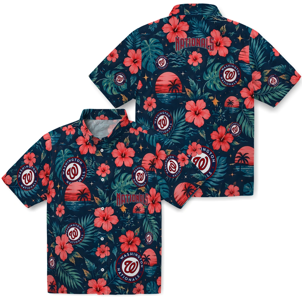 Washington Nationals Hawaiian Shirt - Custom Red Blue Washington Nationals Hawaiian Shirt - Custom Red Blue