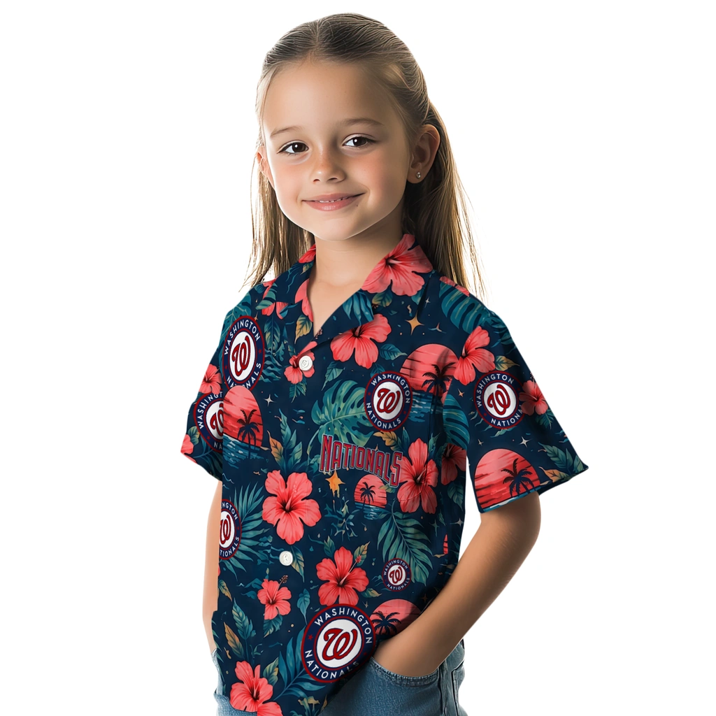 Washington Nationals Hawaiian Shirt - Custom Red Blue Washington Nationals Hawaiian Shirt - Custom Red Blue