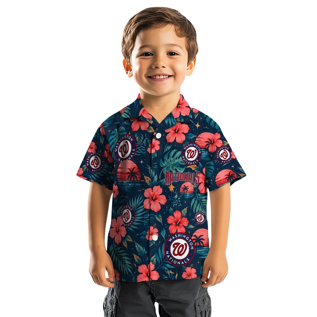 Washington Nationals Hawaiian Shirt - Custom Red Blue Washington Nationals Hawaiian Shirt - Custom Red Blue